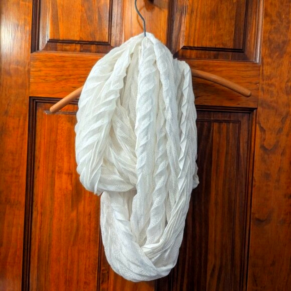 White Infinity Scarf with Silver Accents